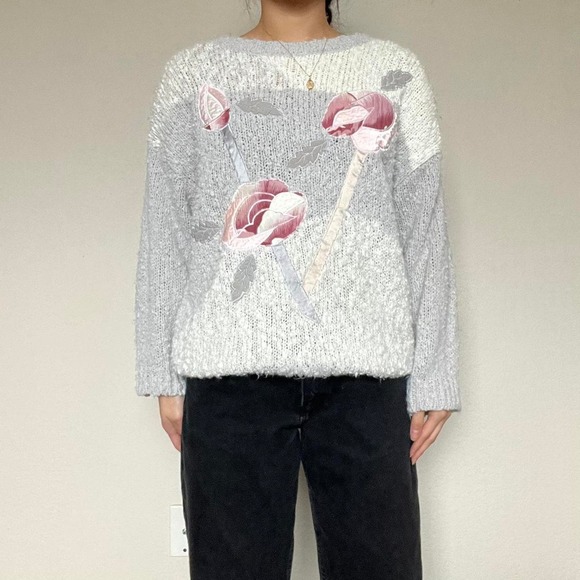 Grey Floral Sweater - Picture 5 of 8